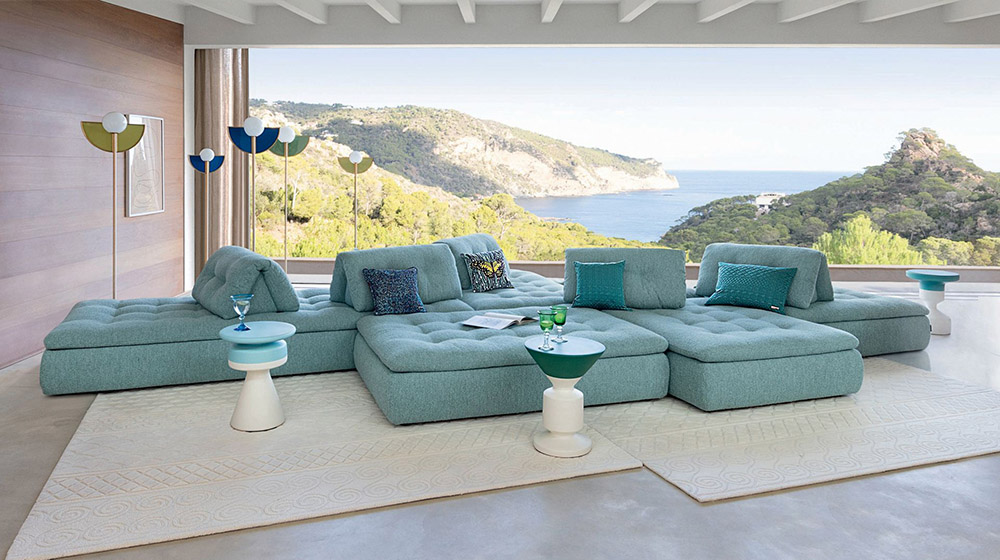 Canapé modulable banquette la rochebobois bleu